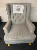 Switch Light grey fabric button back wing armchair on rocking wood frame 1325 2 image