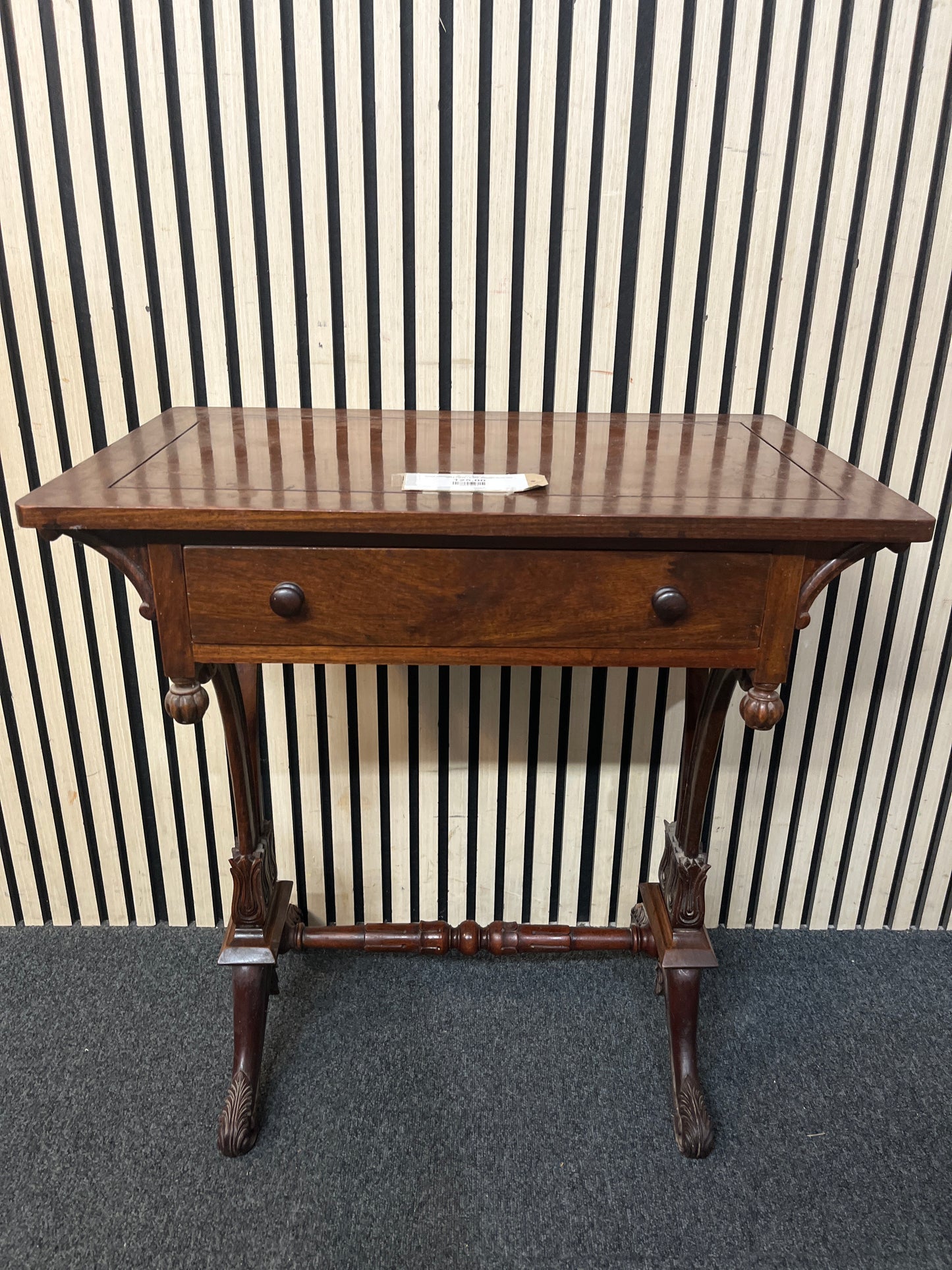 Ornate mahogany 1 drawer console table with ornate legs (H 72 x W 70 x D 43 cm) 43513