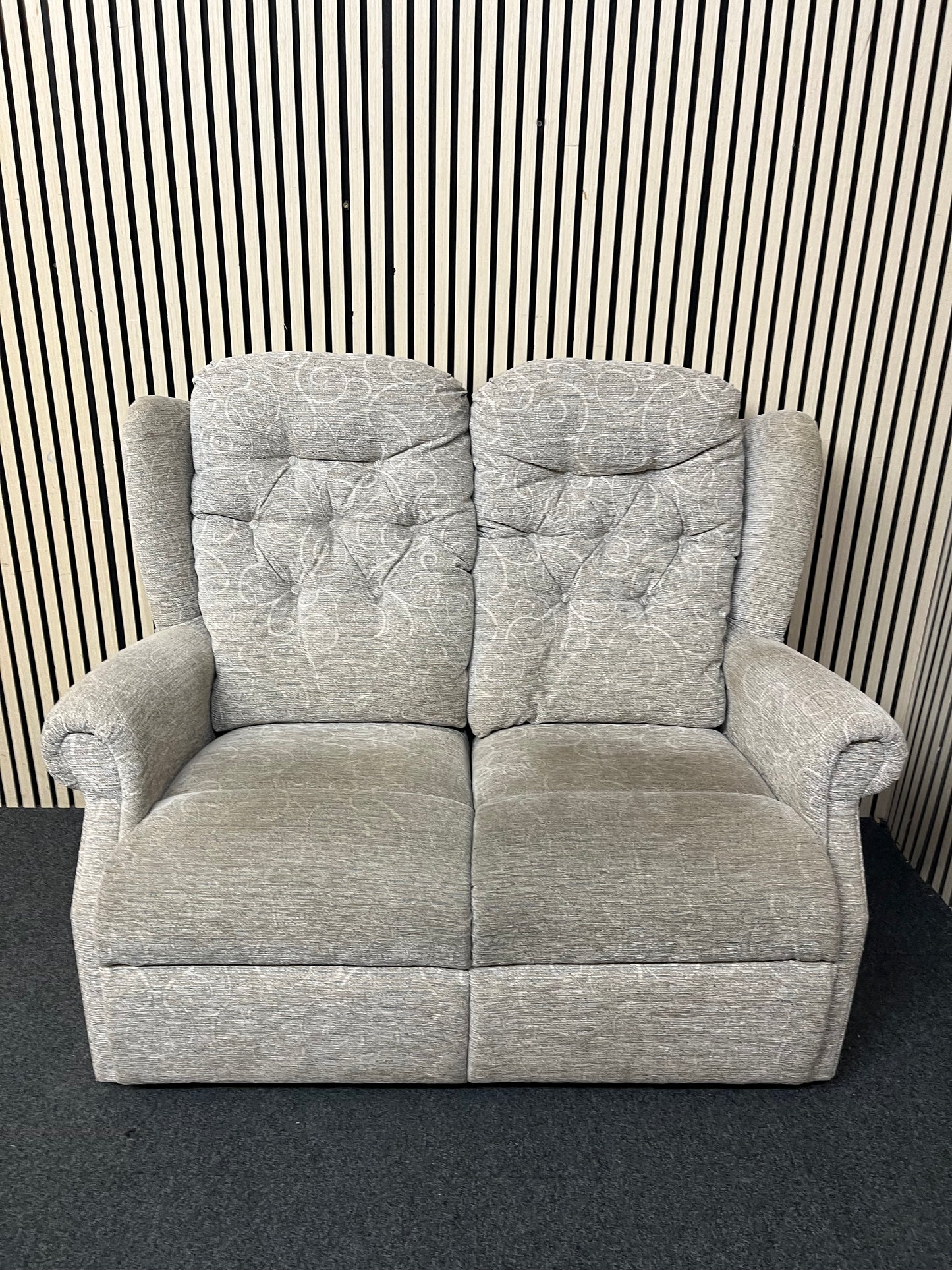 2 seater high back grey pattern sofa   44333