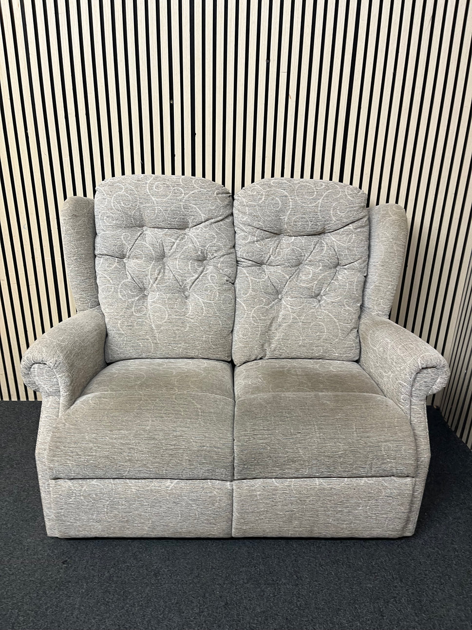 2 seater high back grey pattern sofa   44333