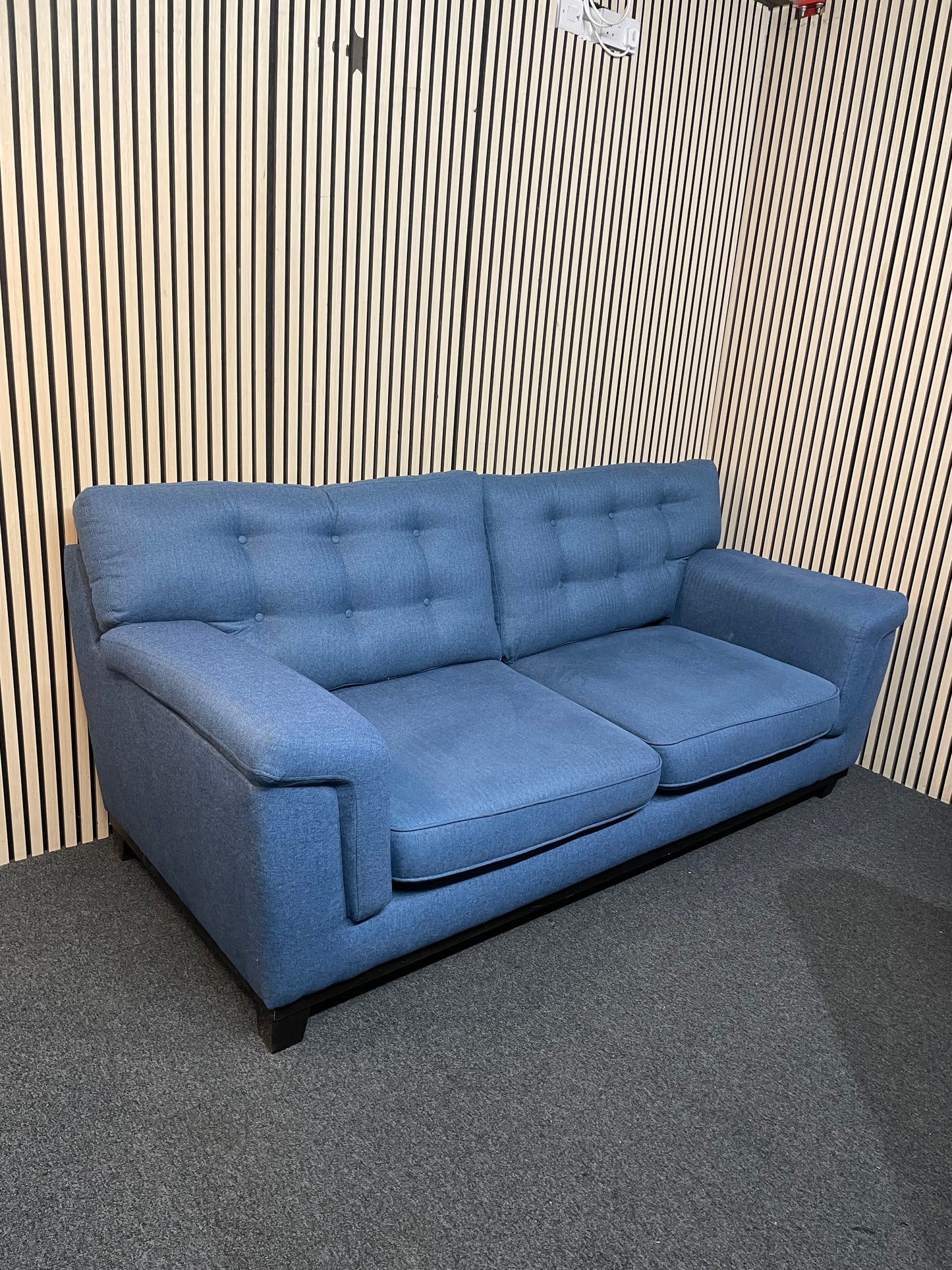 3+2 dark royal blue fabric sofa suite (Widths: 190 and 210 cm, depth: 100 cm each) 1126