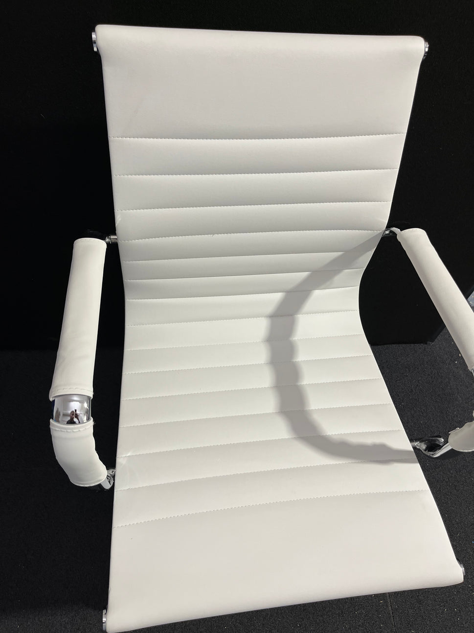 Cream leather chrome framed cantilever meeting chair