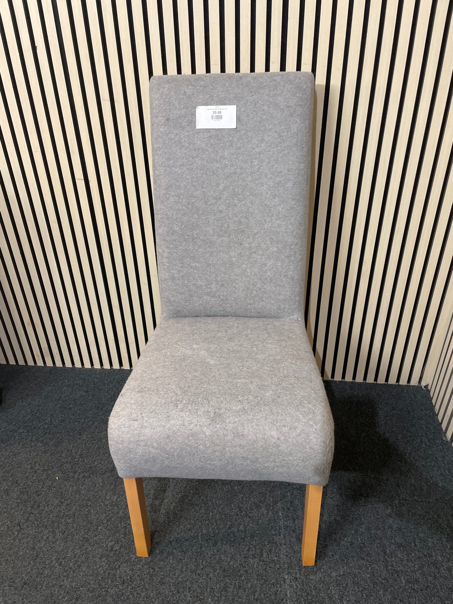 High back grey fabric dining chair 1425