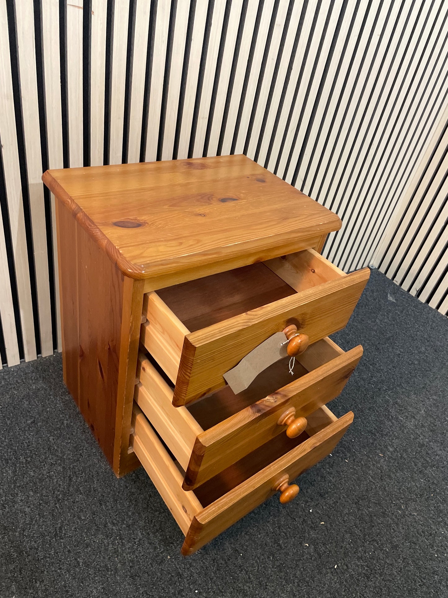 Solid pine 3 drawer bedside locker 1126