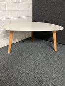 Switch White gloss tear drop coffee table with solid wood stem legs ( H 720 x W 610 x D 460 mm) 3125 2 image