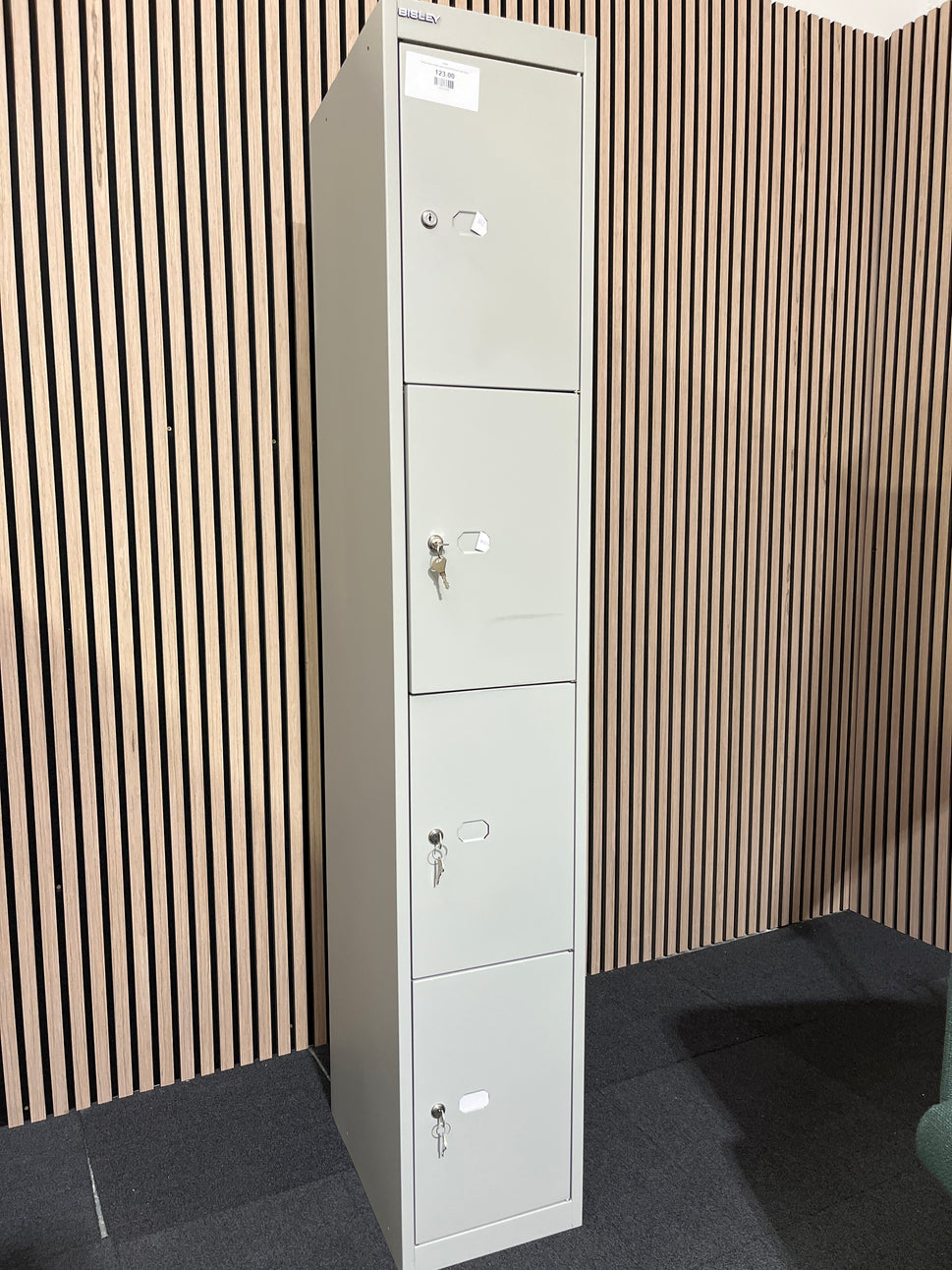 Bisley Grey metal 4 door personal locker with keys