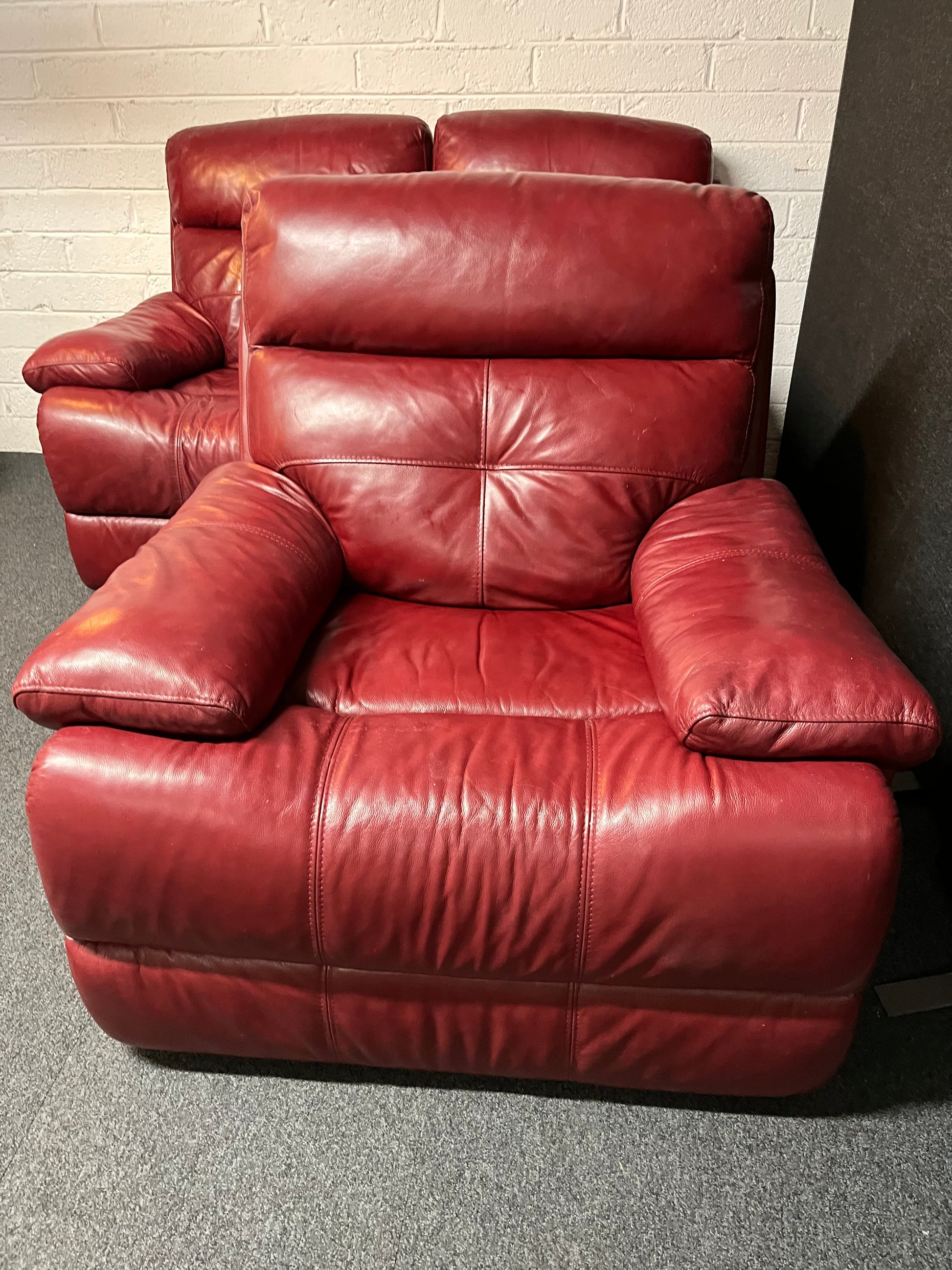2+1 real wine leather recliner sofa suite 2225