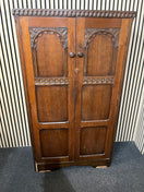 Switch English oak stained ornate 2 door gentlemans wardrobe (H 151 x W 86 x D 41 cm) 3126 2 image