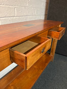 Switch Large solid wood teak stained 2 drawer slim console table (H 77 x W 120 x D 40 cm) 2225 3 image