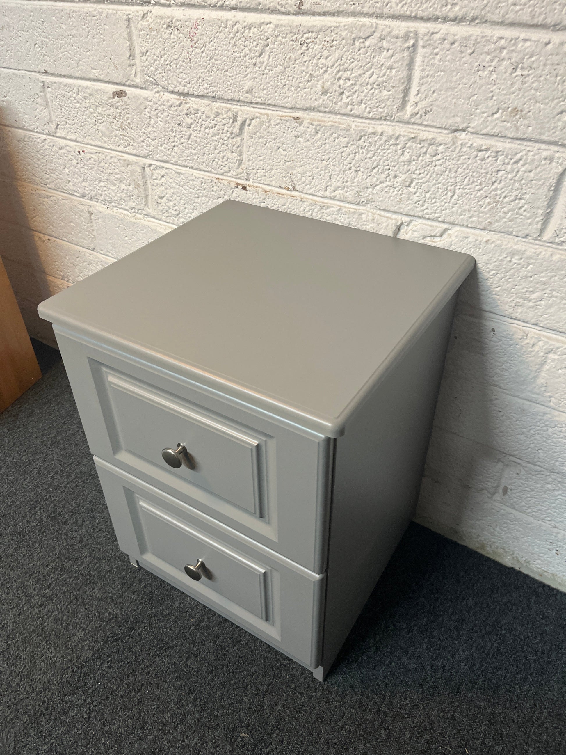 Dark grey foil wrapped laminate 2 drawer bedside locker (420Wx595Dx555H) 2225