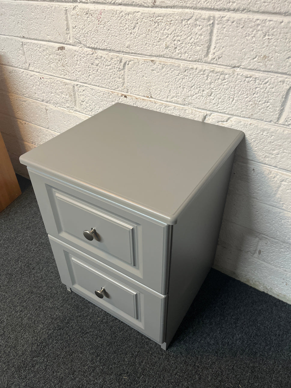 Dark grey foil wrapped laminate 2 drawer bedside locker (420Wx595Dx555H) 2225