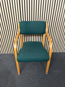 Switch solid beech framed stacking chair with arms, green fabric seat and back 2 image