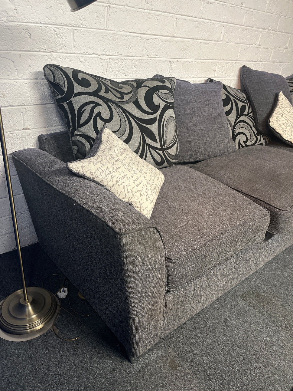 Charcoal mix fabric large corner fabric suite with matching snuggle chair 2225