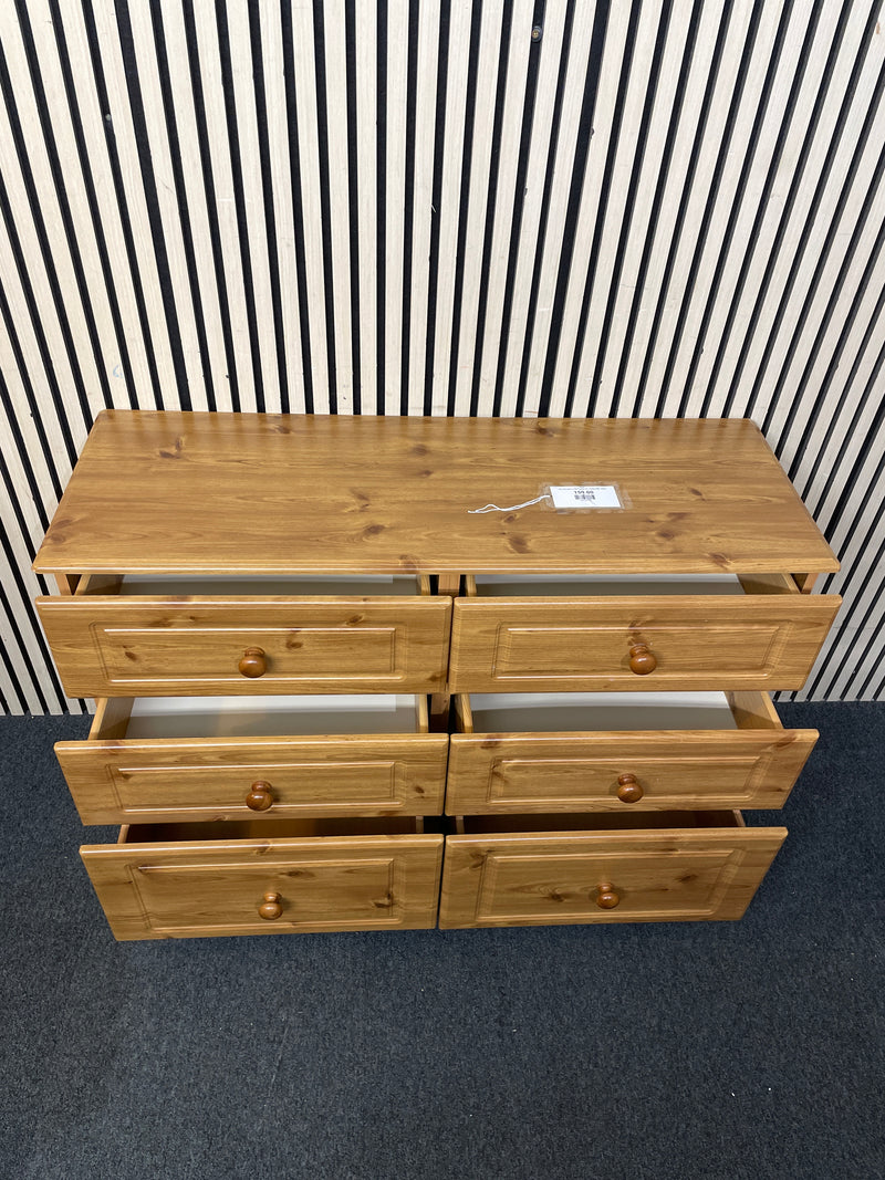 Oak laminate 6 drawer chest W113x40Dx80H  44465