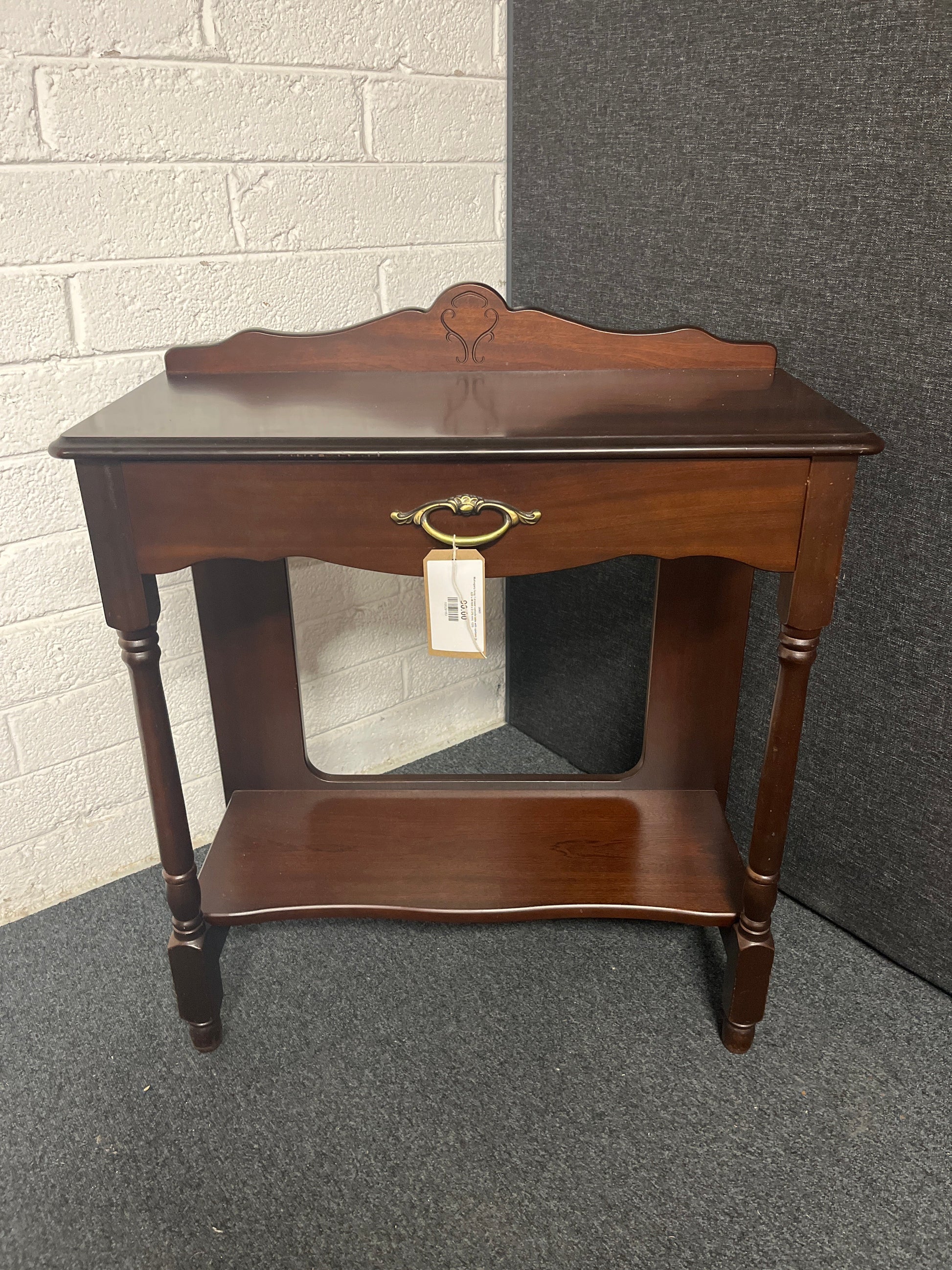 Mahogany long 1 drawer console table with upstand (H 620 x W 800 x D 370 mm)  1225