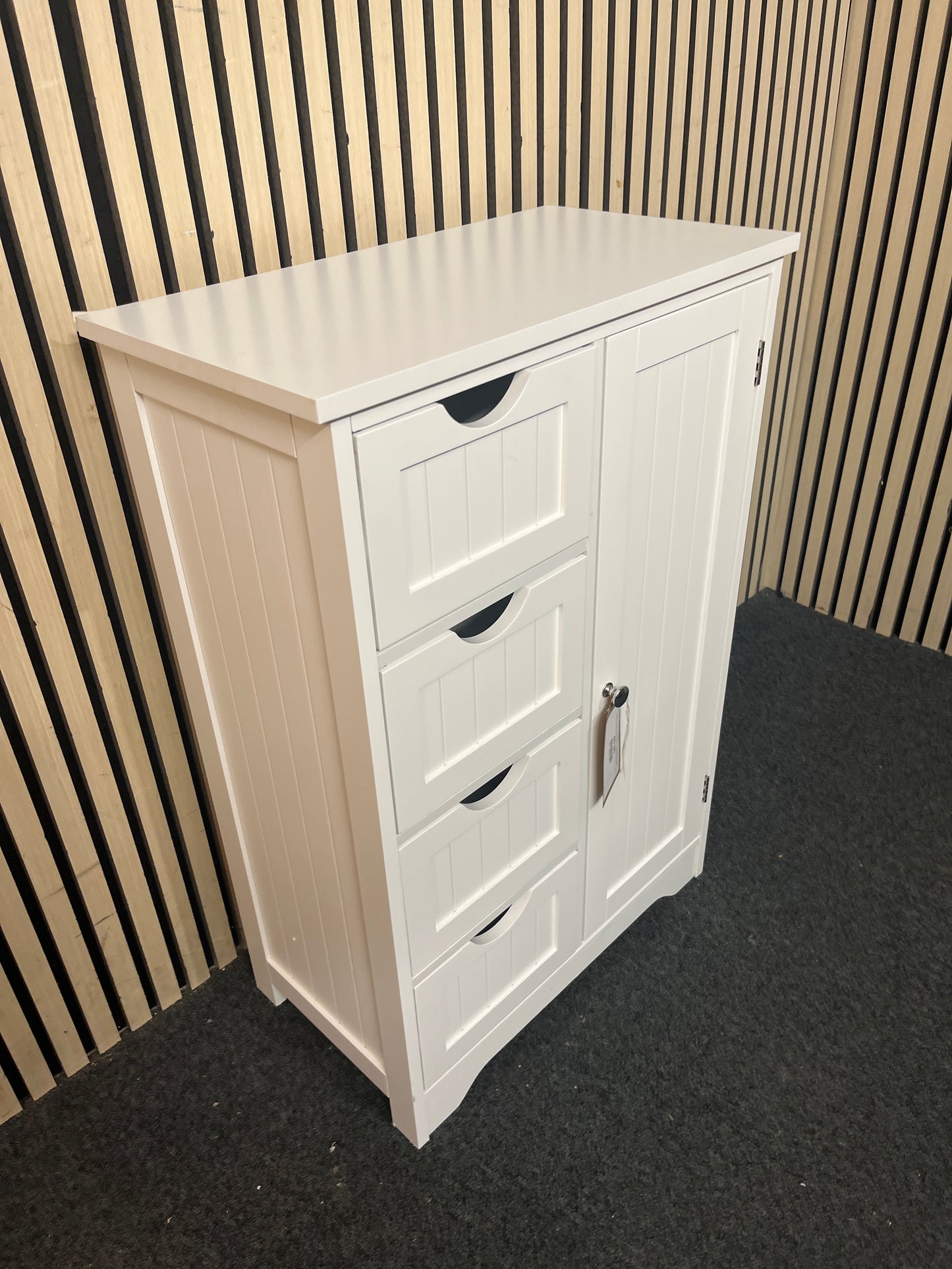 White laminate 1 door 4 drawer bathroom unit 43896