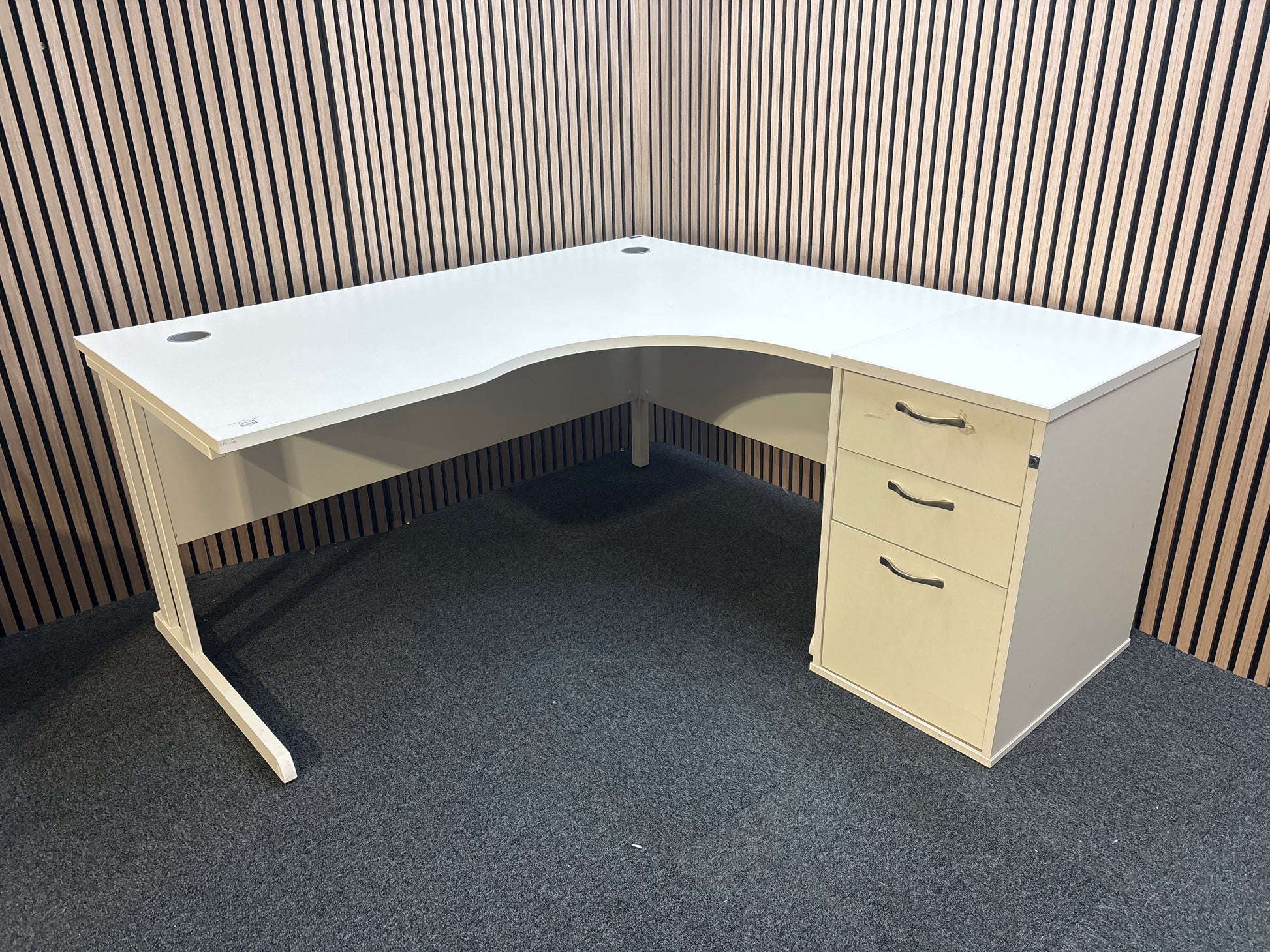 Wooden 600 desk high pedestal (600mm deep) in white