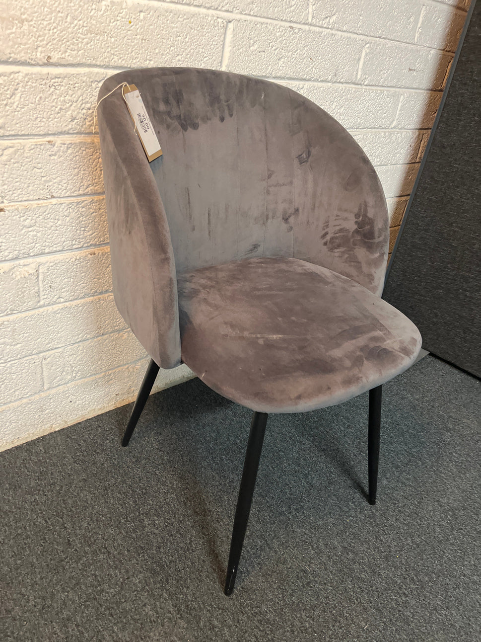 Grey velour fabric club chair 2225