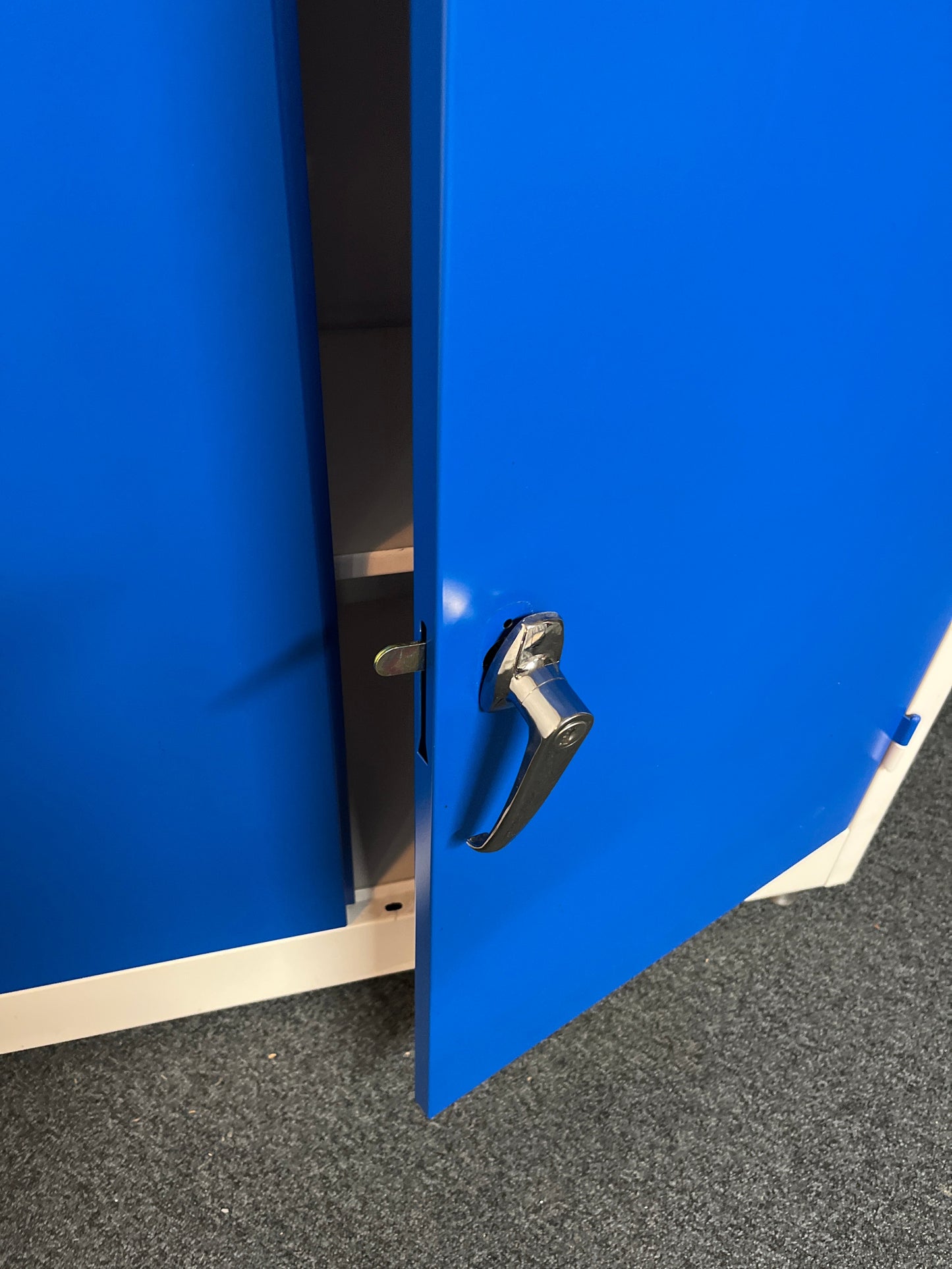 SECONDHAND metal design medium blue and grey metal 2 door storage unit (H 1000 x W 1000 x D 400 mm)