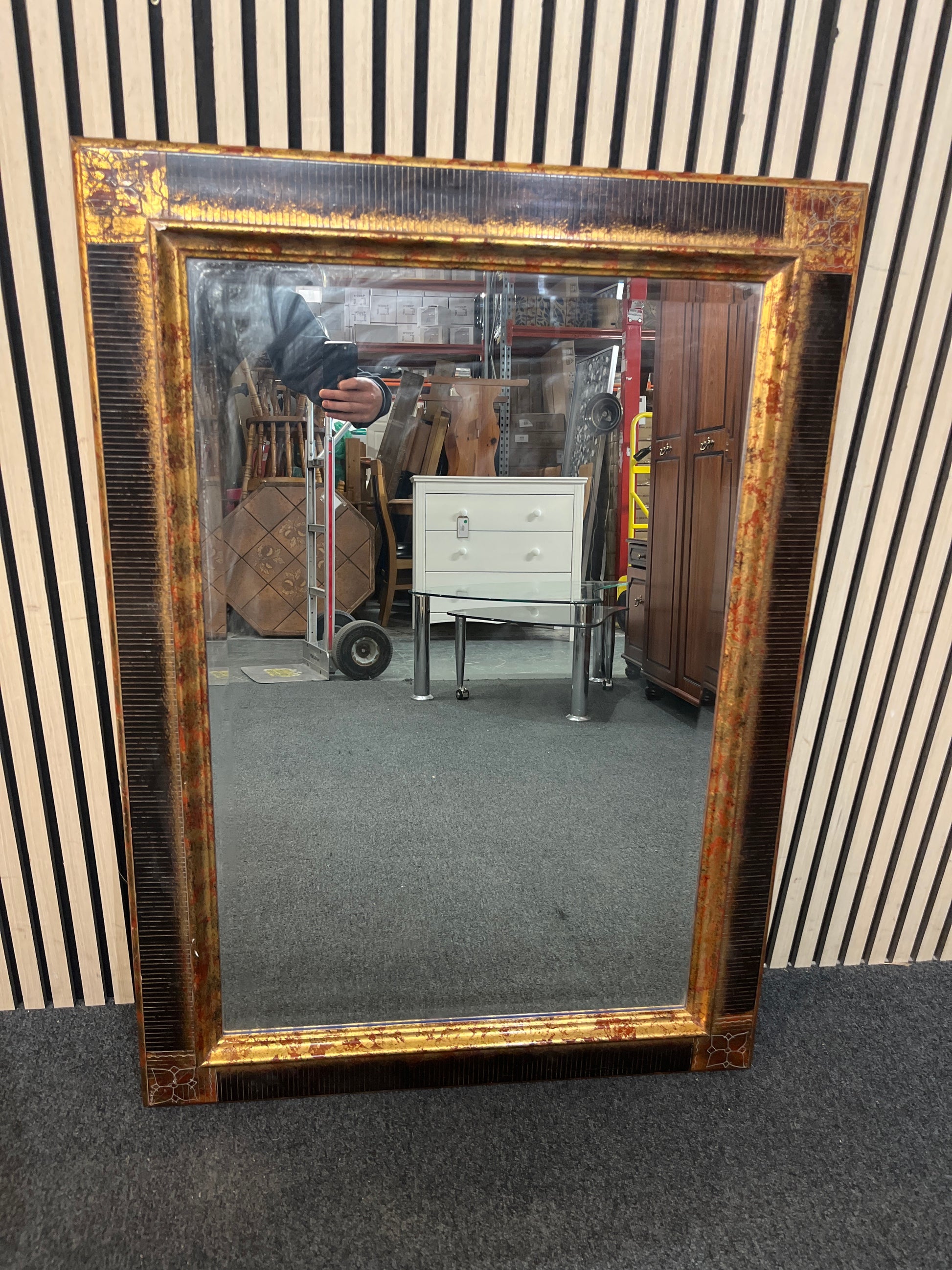 Ornate gold and black framed mirror (110 x 80 cm) 3126