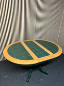 Switch Circular solid pine extendable dining table (Diameter 106 + 38 cm extension ) with green frame and tiled top  1325 2 image