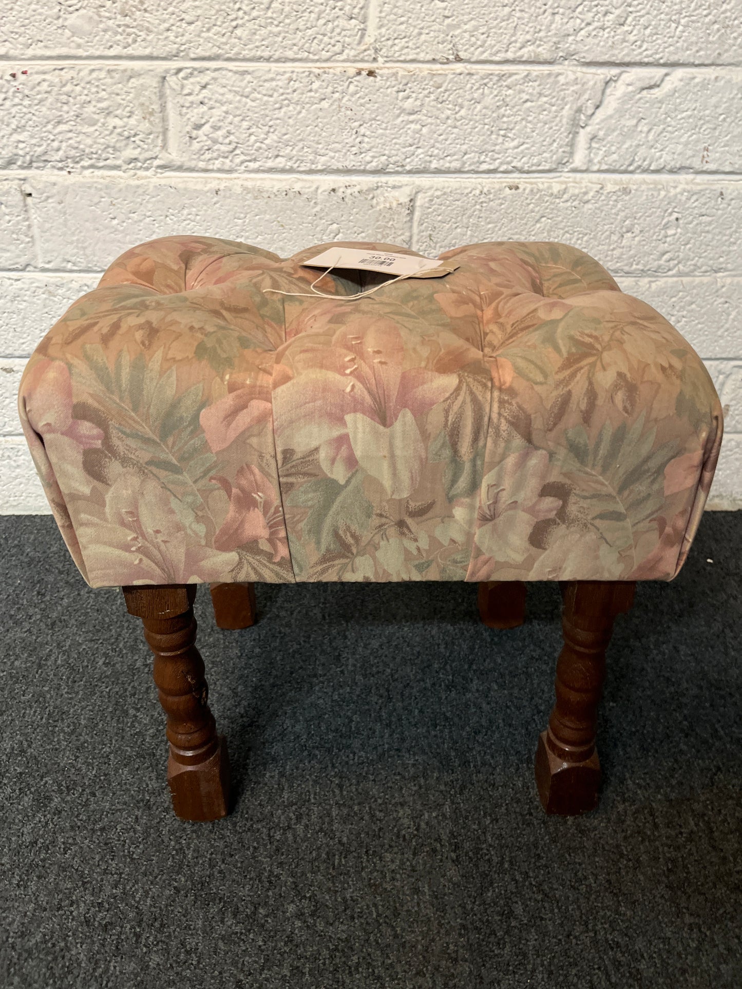 Floral fabric footstool 3225