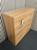 Tall 8 drawer beech laminate chest (H 103 x W 102 x D 41 cm)  44619