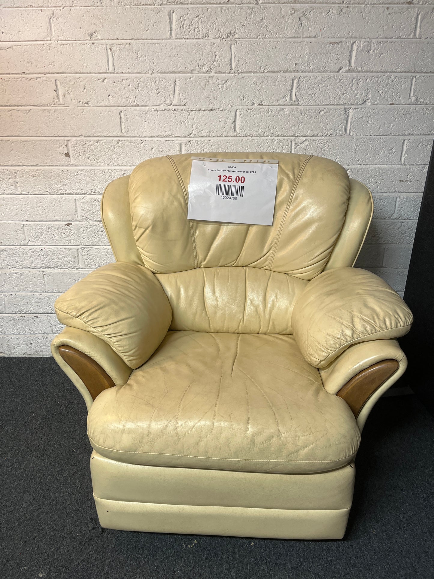 Cream leather recliner armchair 2225