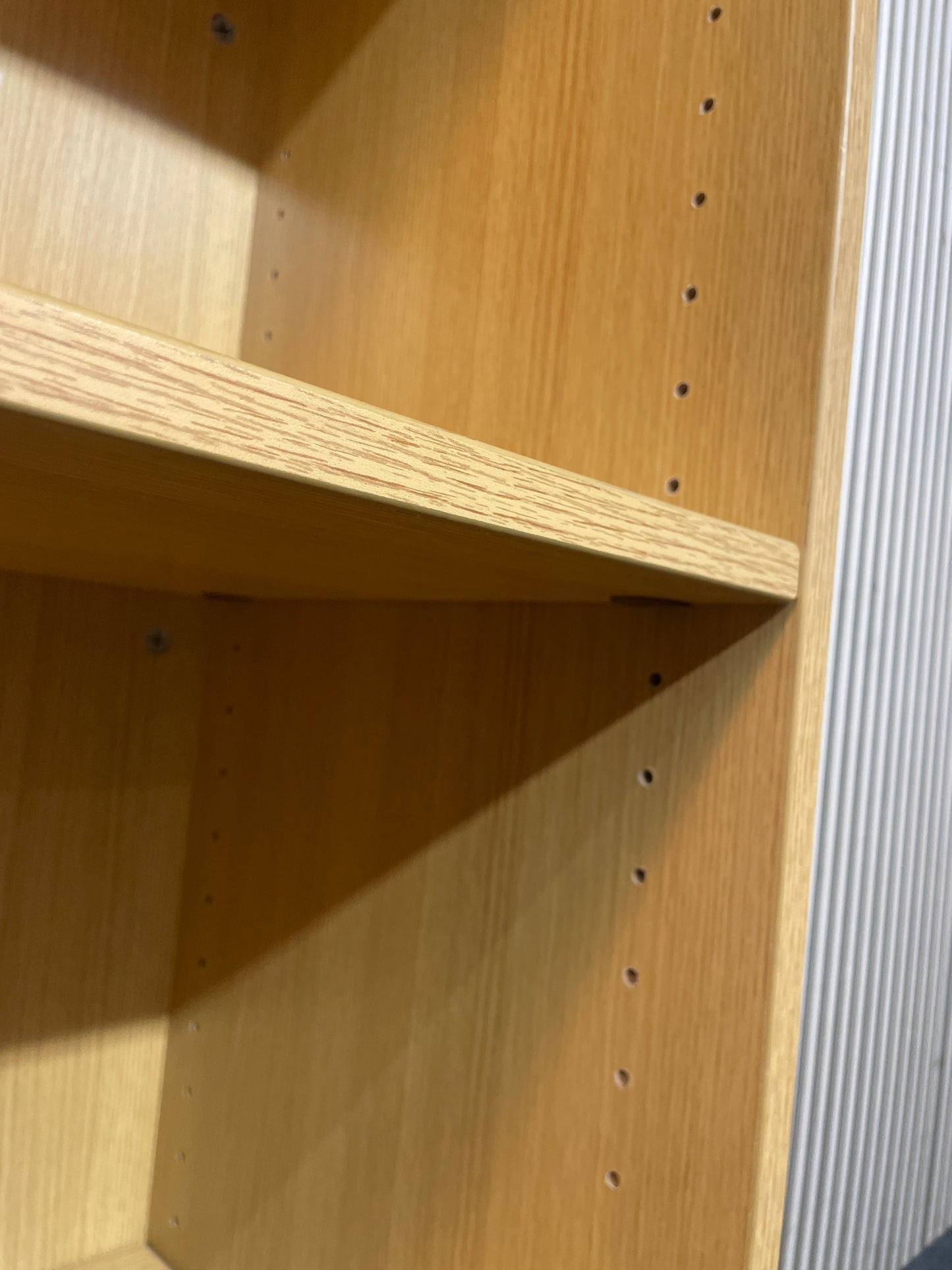 Oak laminate  medium open bookcase 80Wx36Dx120H