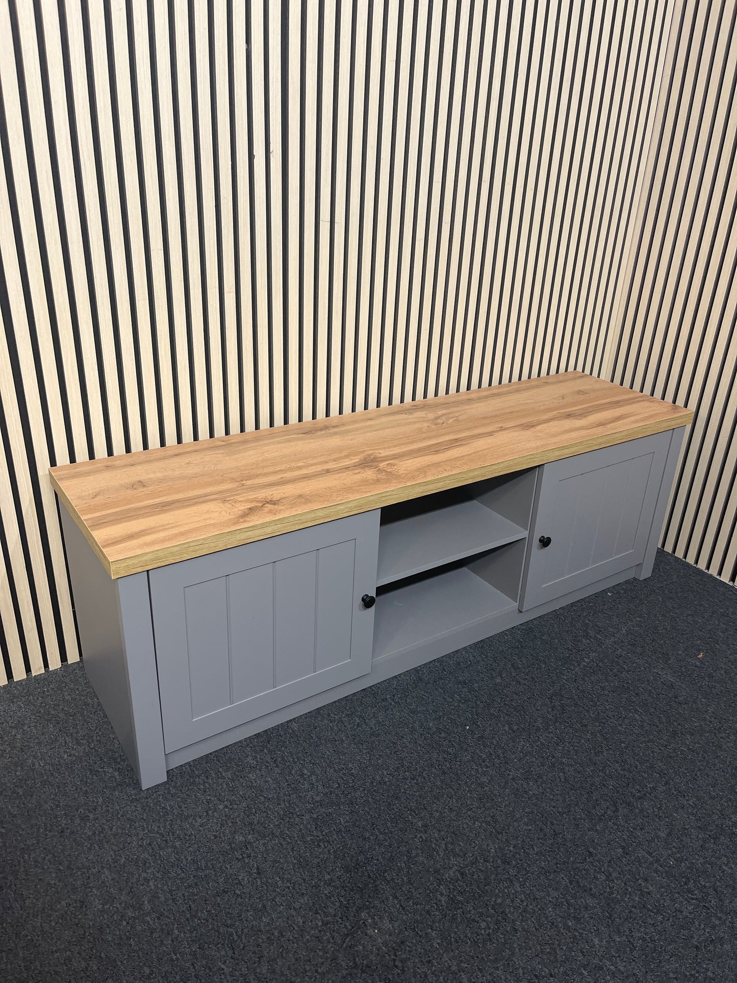 Oak and grey laminate Long 2 door tv unit  3325
