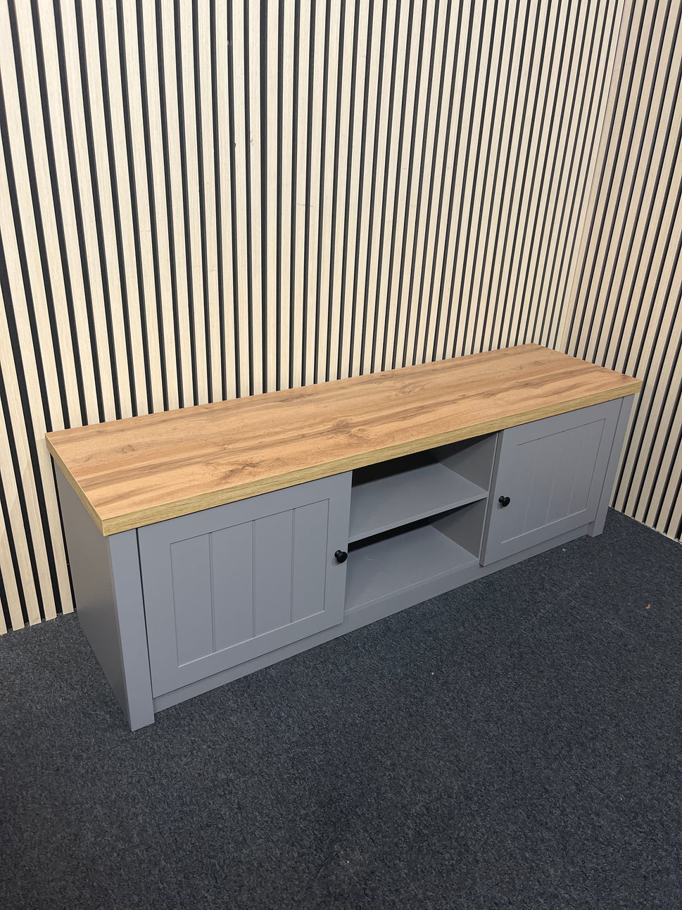 Oak and grey laminate Long 2 door tv unit  3325