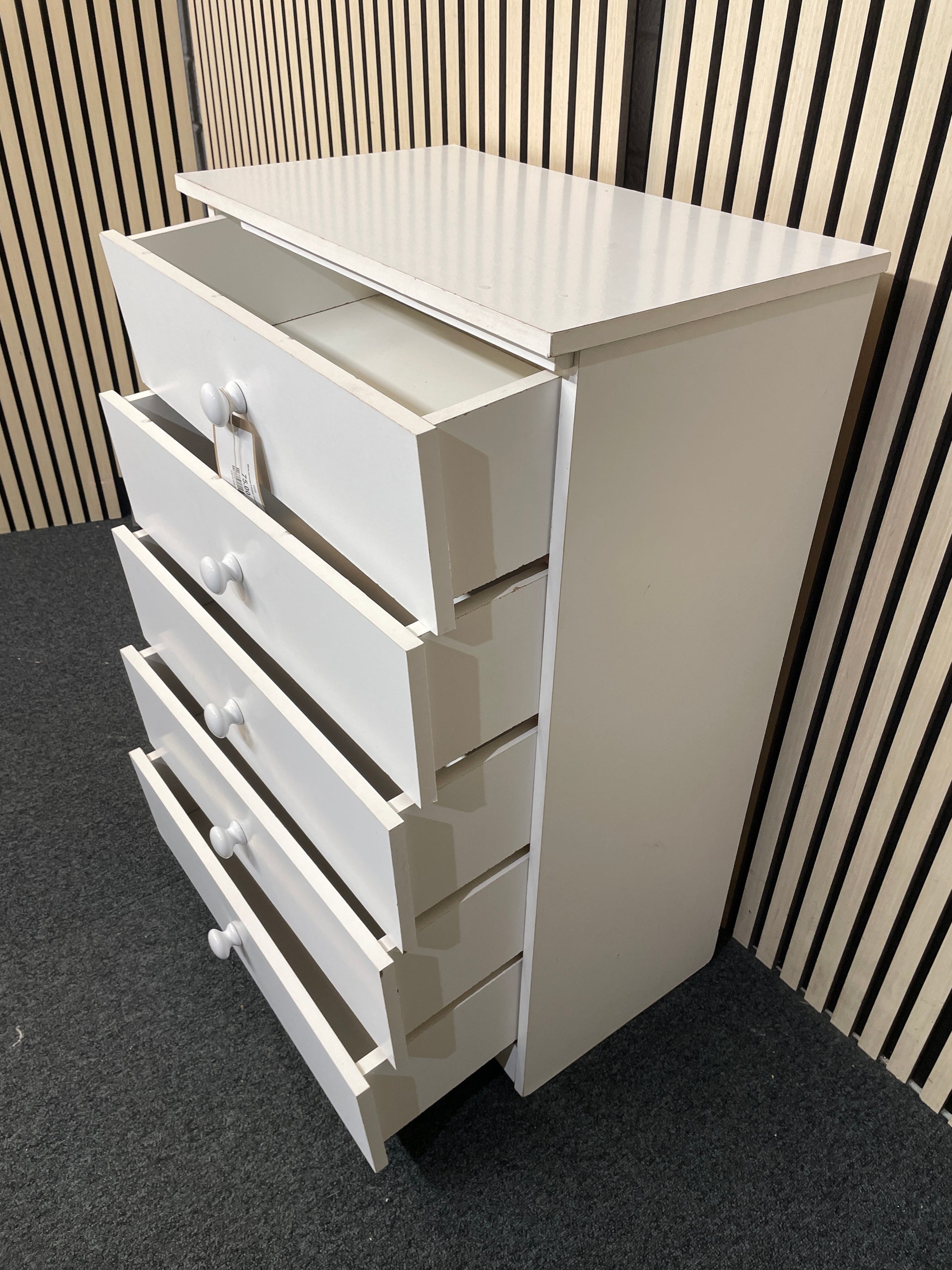 White laminate 5 drawer chest 2425