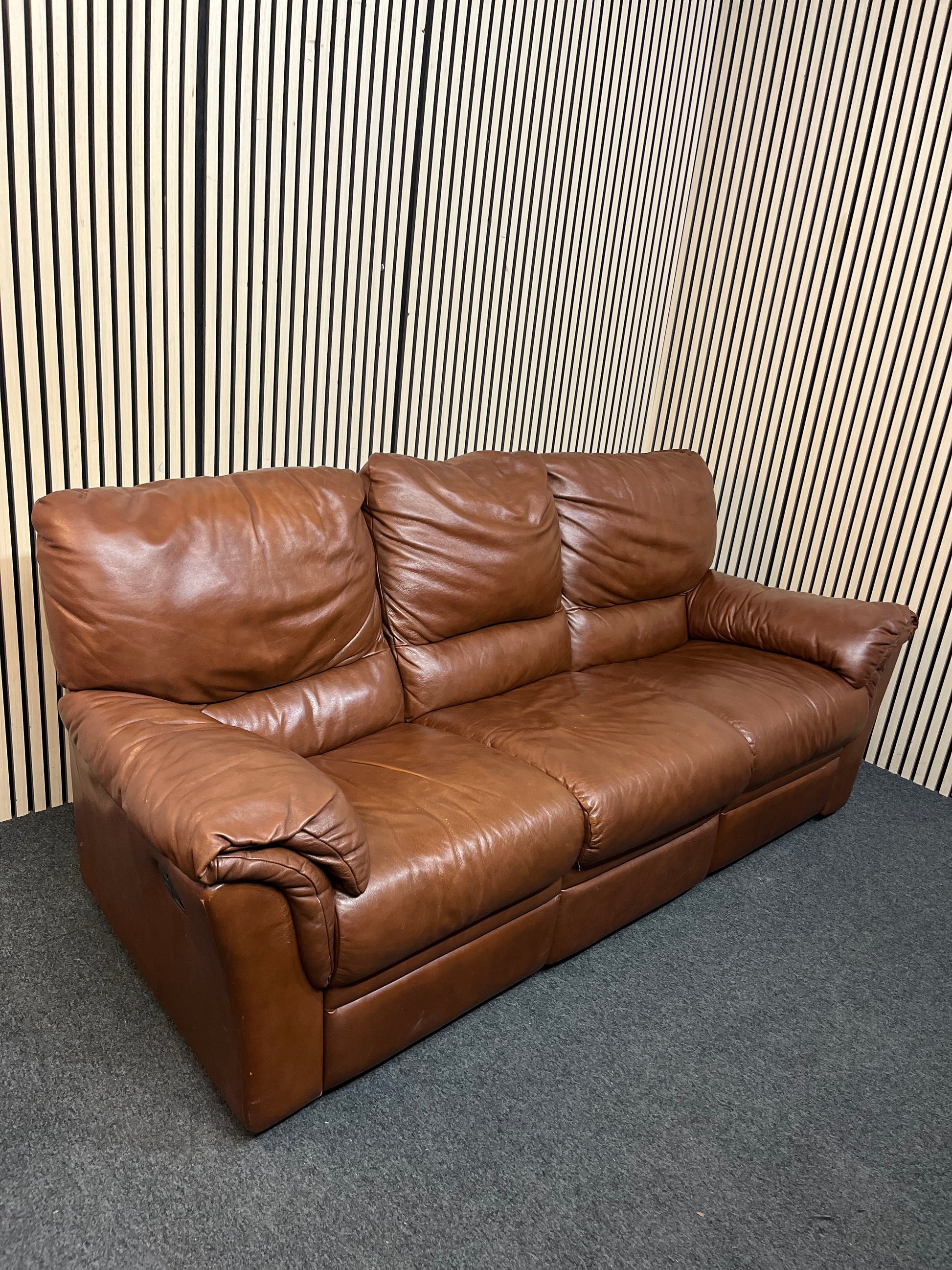 3+1+1 Brown Leather reclining sofa suite   3126