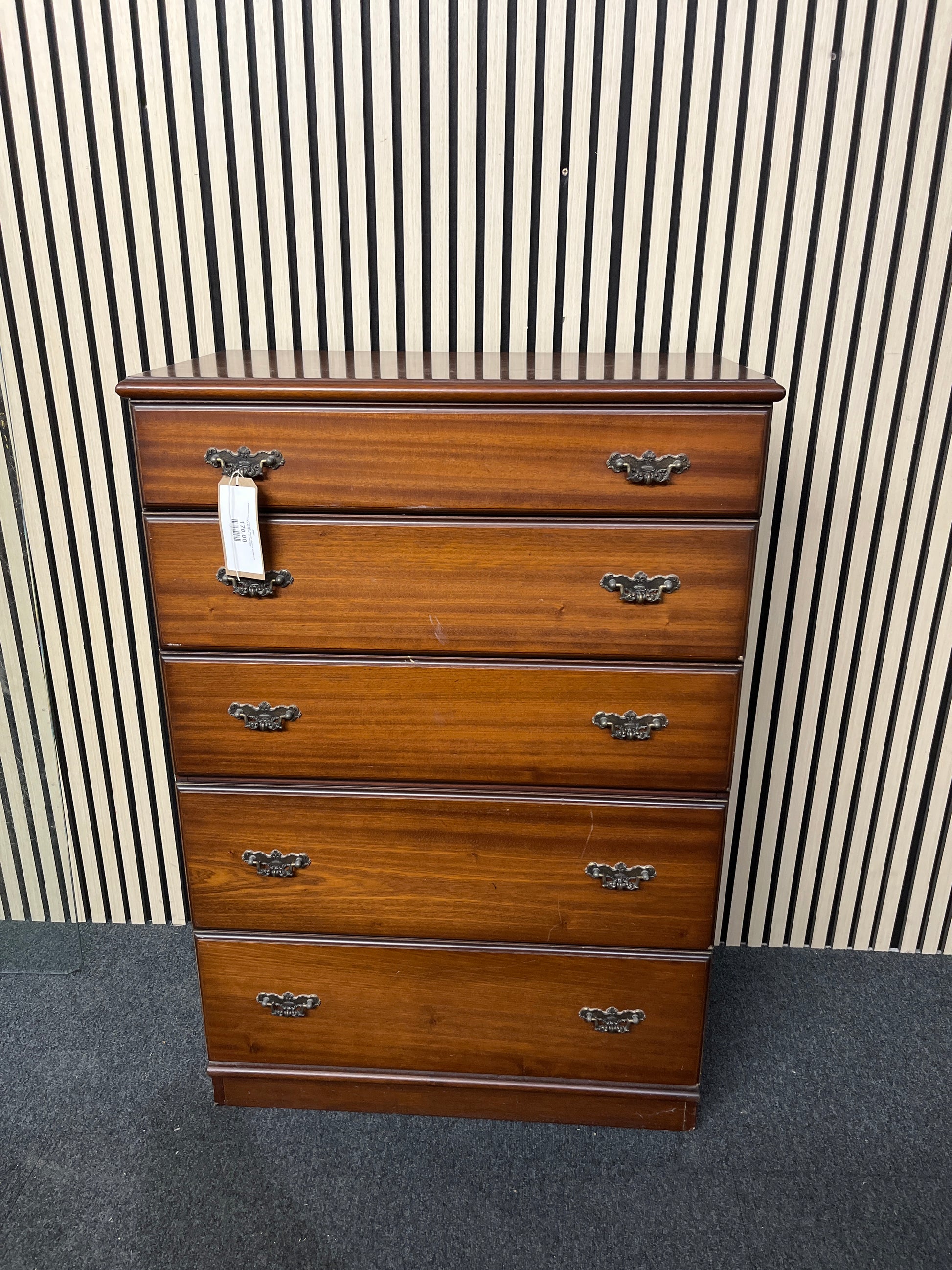 Rossmore mahogany tall 6 drawer chest of drawers (H 110 x W 75 x D  40 cm) 3325