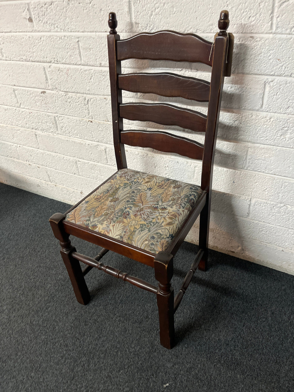 Mahogany framed mixed fabric seat dining chair 3125