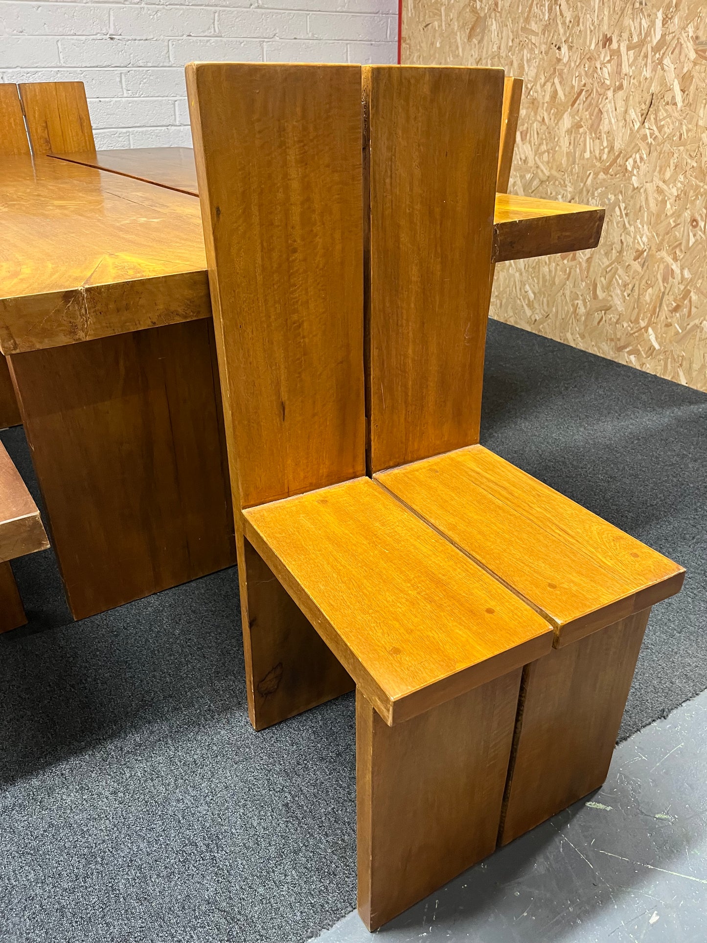 Solid wood large rectangular dining table (L 200 x W 101 cm) with 4 no. matching solid wood chairs and bench  1325