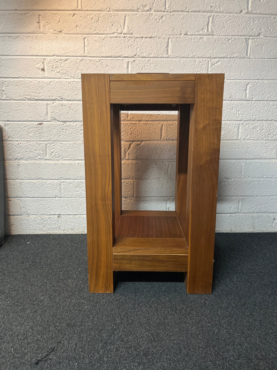 Tall solid dark wood stained square lamp table (H 85 x W 50 x D 50 cm) 2225