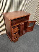 Switch Solid teak stained 2 door 3 drawer ornate sideboard unit with metal lattice detail (H 90 x W 80 x D 50 cm) 3126 3 image