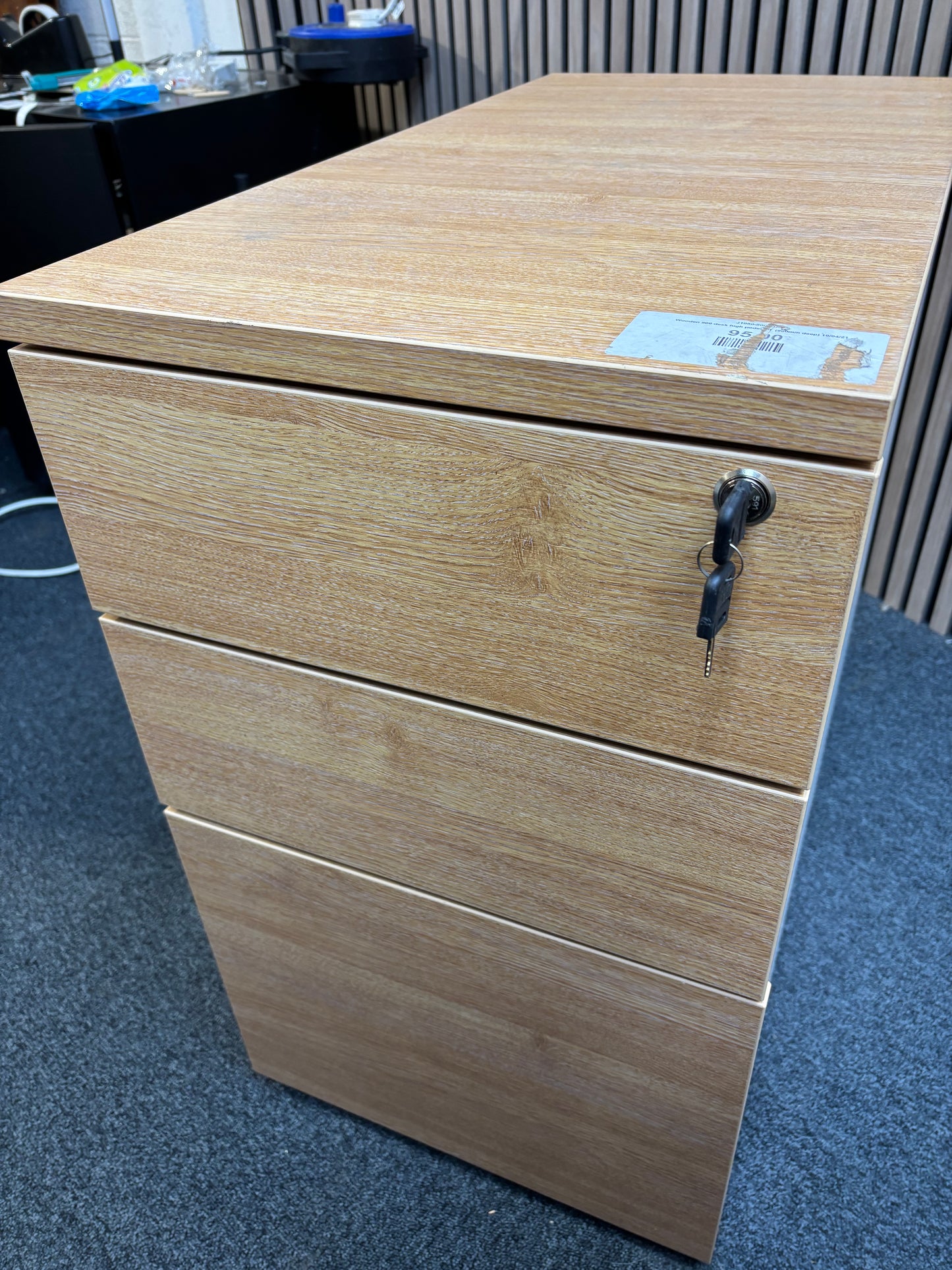 Wooden 800 desk high pedestal (800mm deep) - Oak/White