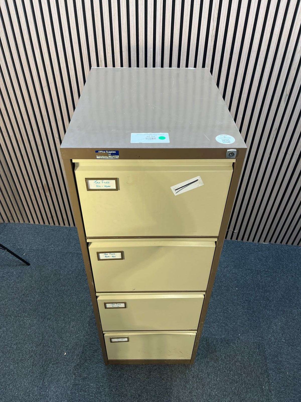 Tall 4 drawer coffee cream filing cabinet (H 102 x W 46 x D 62 cm)