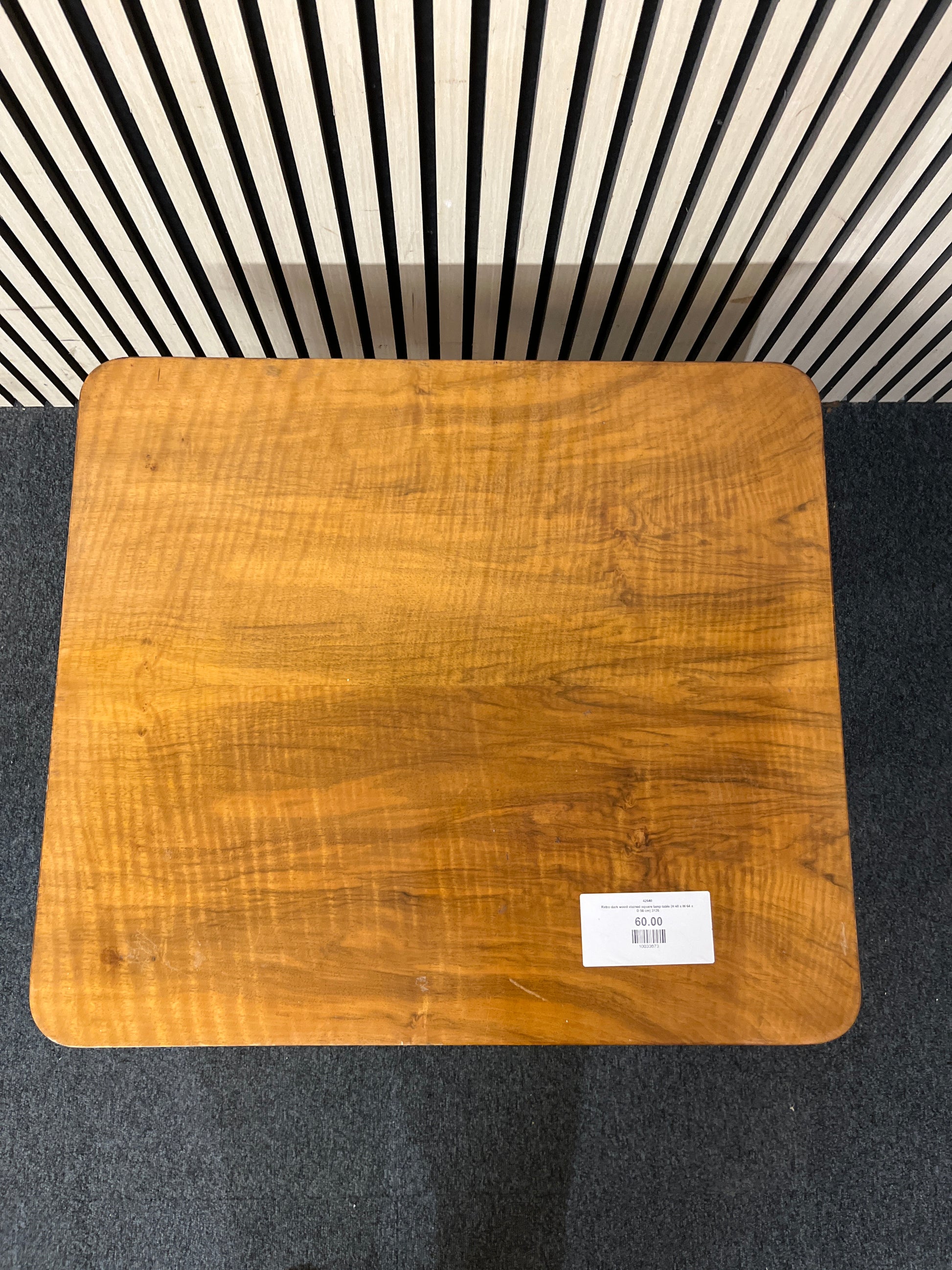 Retro dark wood stained square lamp table (H 48 x W 64 x D 56 cm) 3126