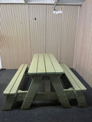 Switch Large solid wood table bench combo with green pastel weather coat (width 165 cm) 43524 2 image