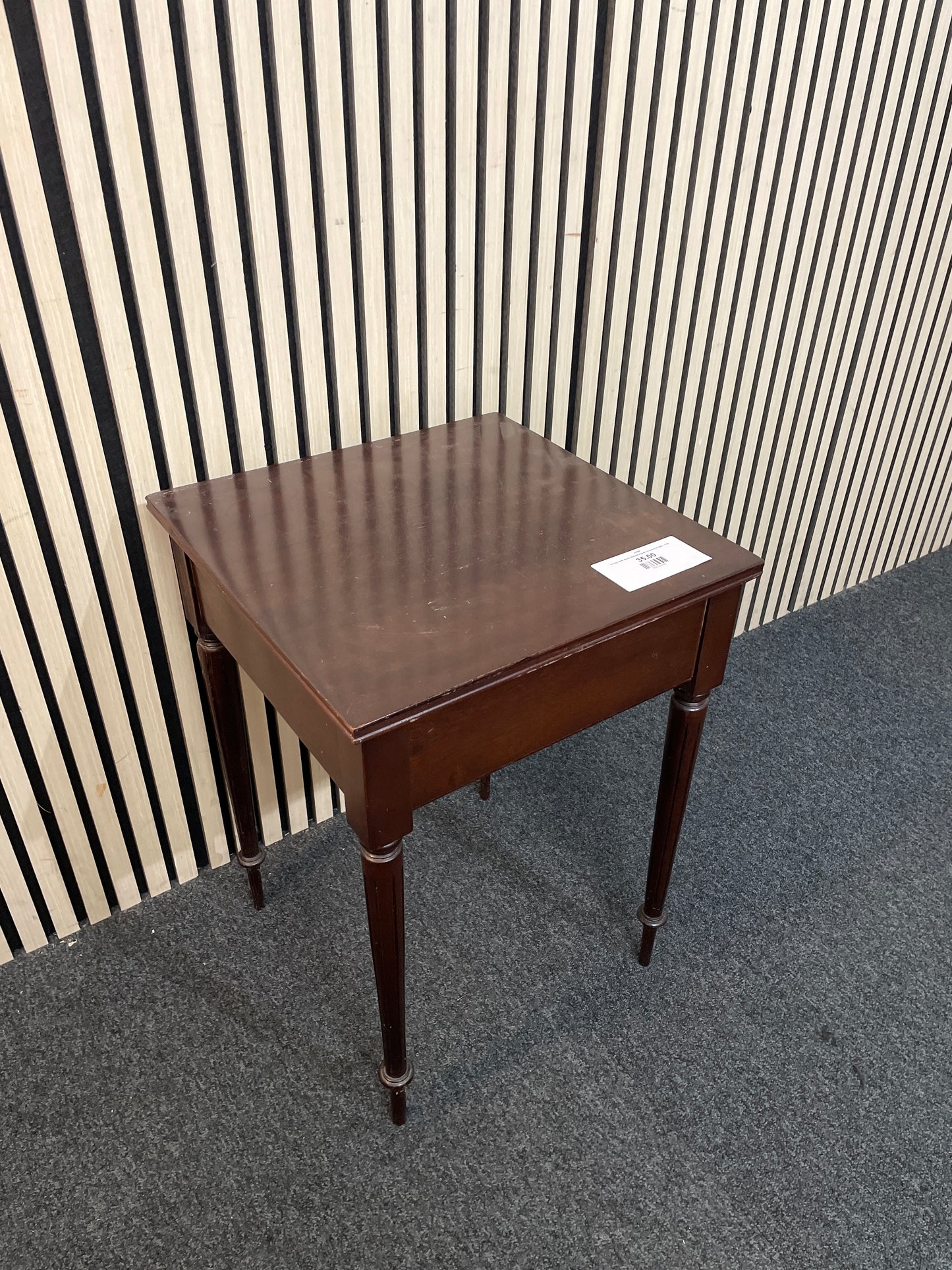 Ornate dark wood stained square occasional table  3126