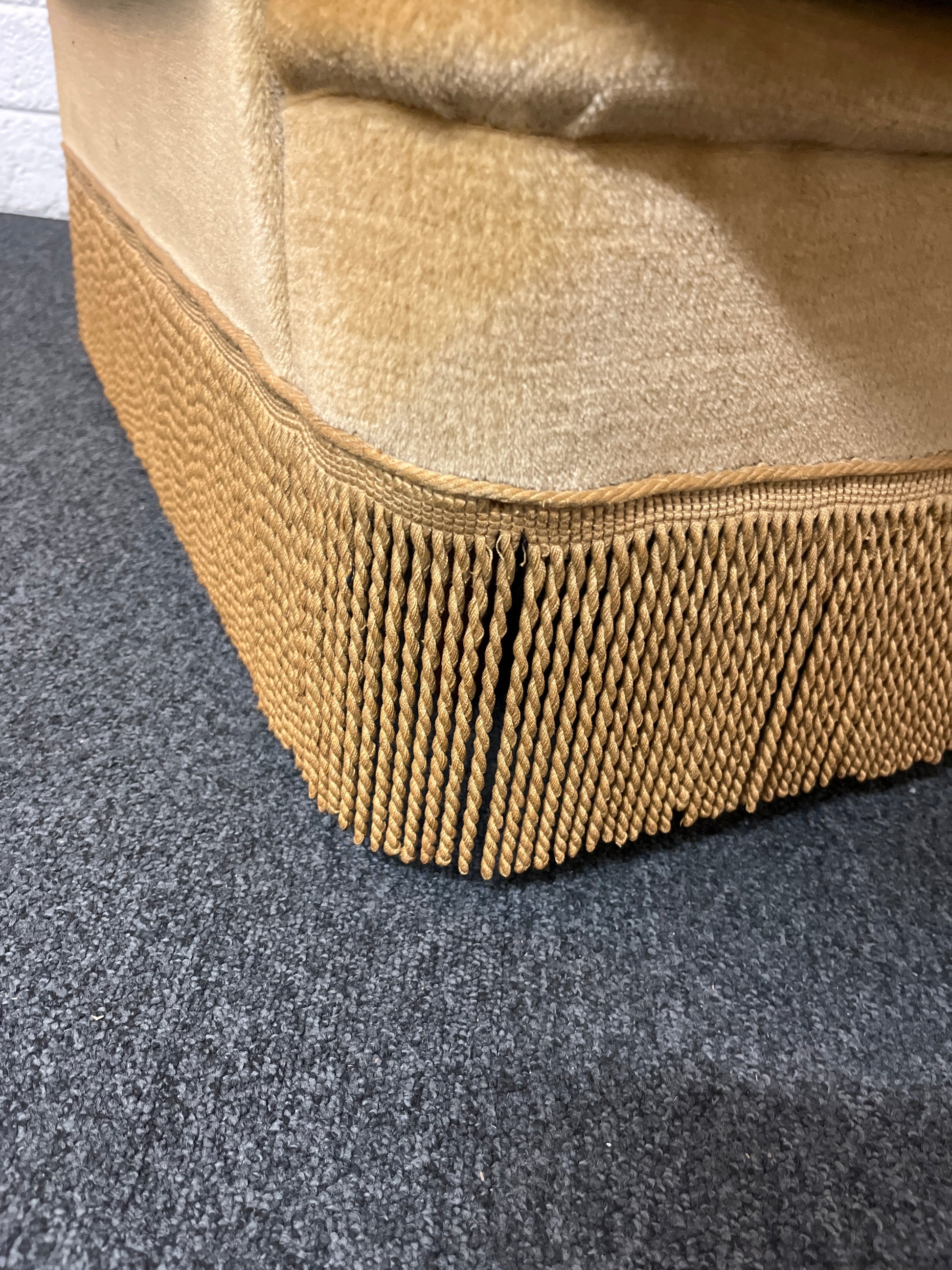 Yellow fabric low armchair with buttoned design and wooden frame 3225