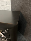 Switch Black painted large 3 drawer bedside locker with black floral detailing on the drawers 3225 2 image