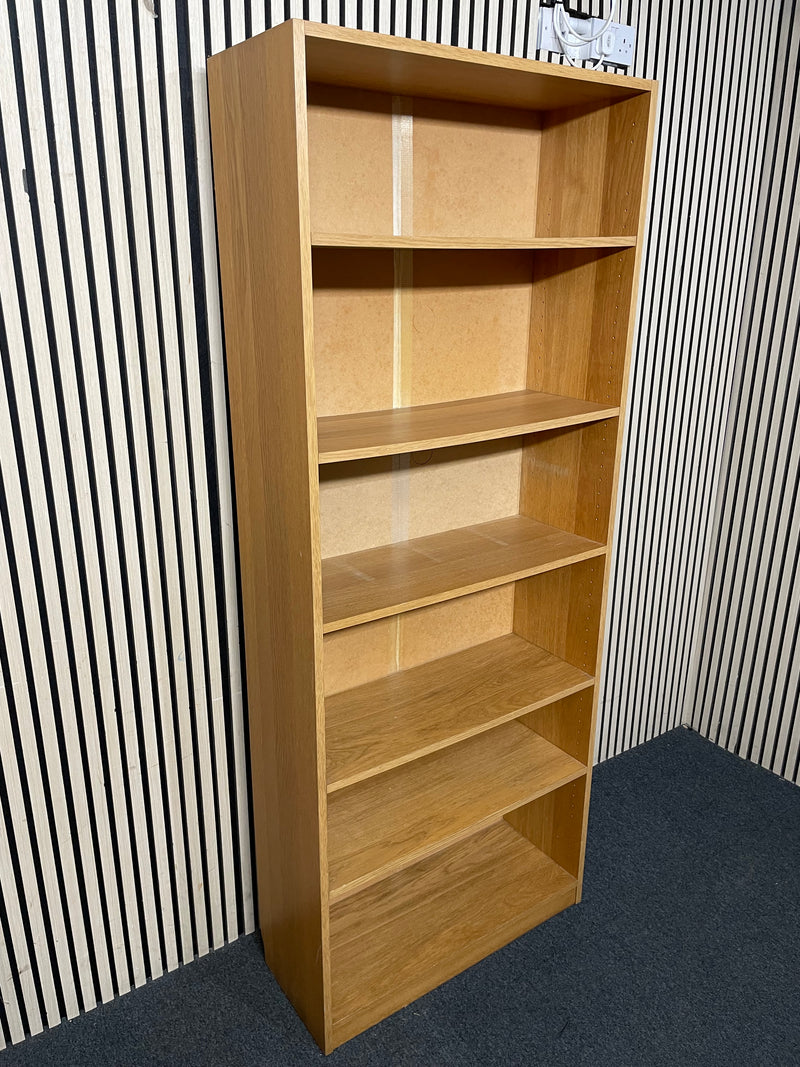 Tall oak veneer open slim bookcase 200Hx32Dx80W  44546