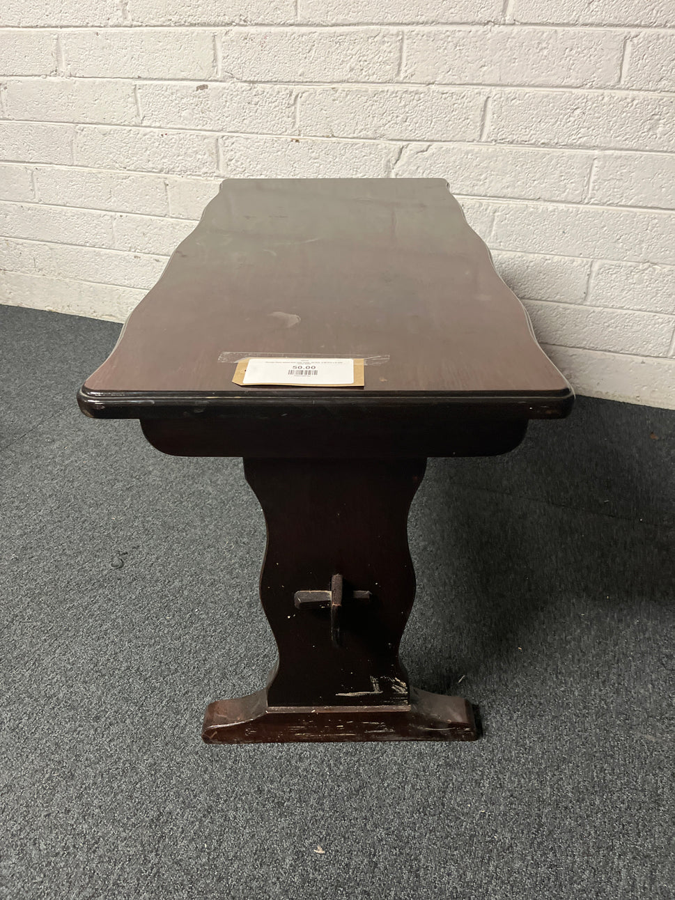 Ornate Dark wood pub side table  (H 570  x W 910 x D 450 mm) 2225