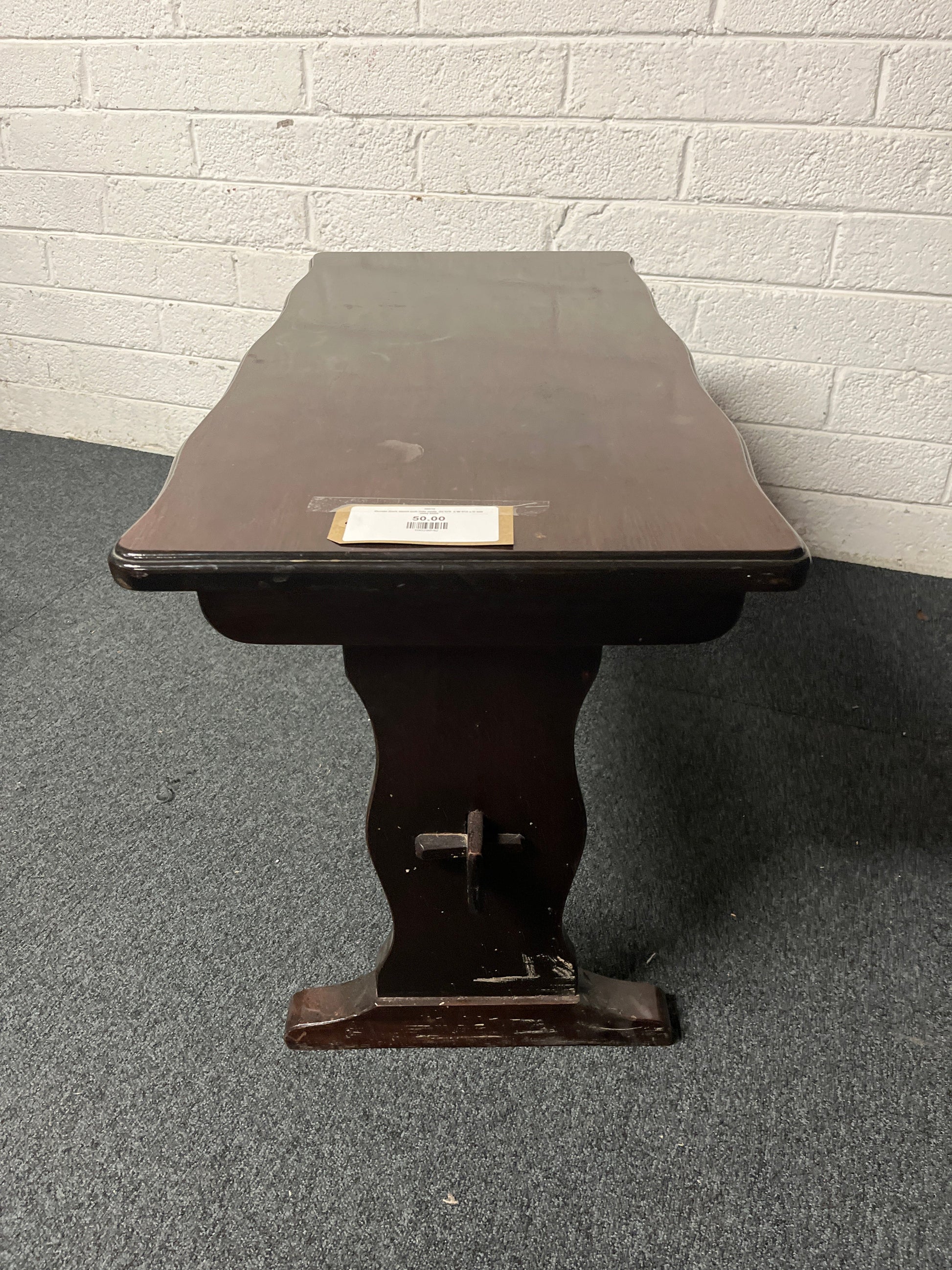 Ornate Dark wood pub side table  (H 570  x W 910 x D 450 mm) 2225