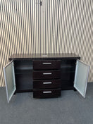 Switch Solid dark wood stained 2 glass door 4 drawer sideboard (H 82 x W 150 x D 39 cm) 3126 3 image