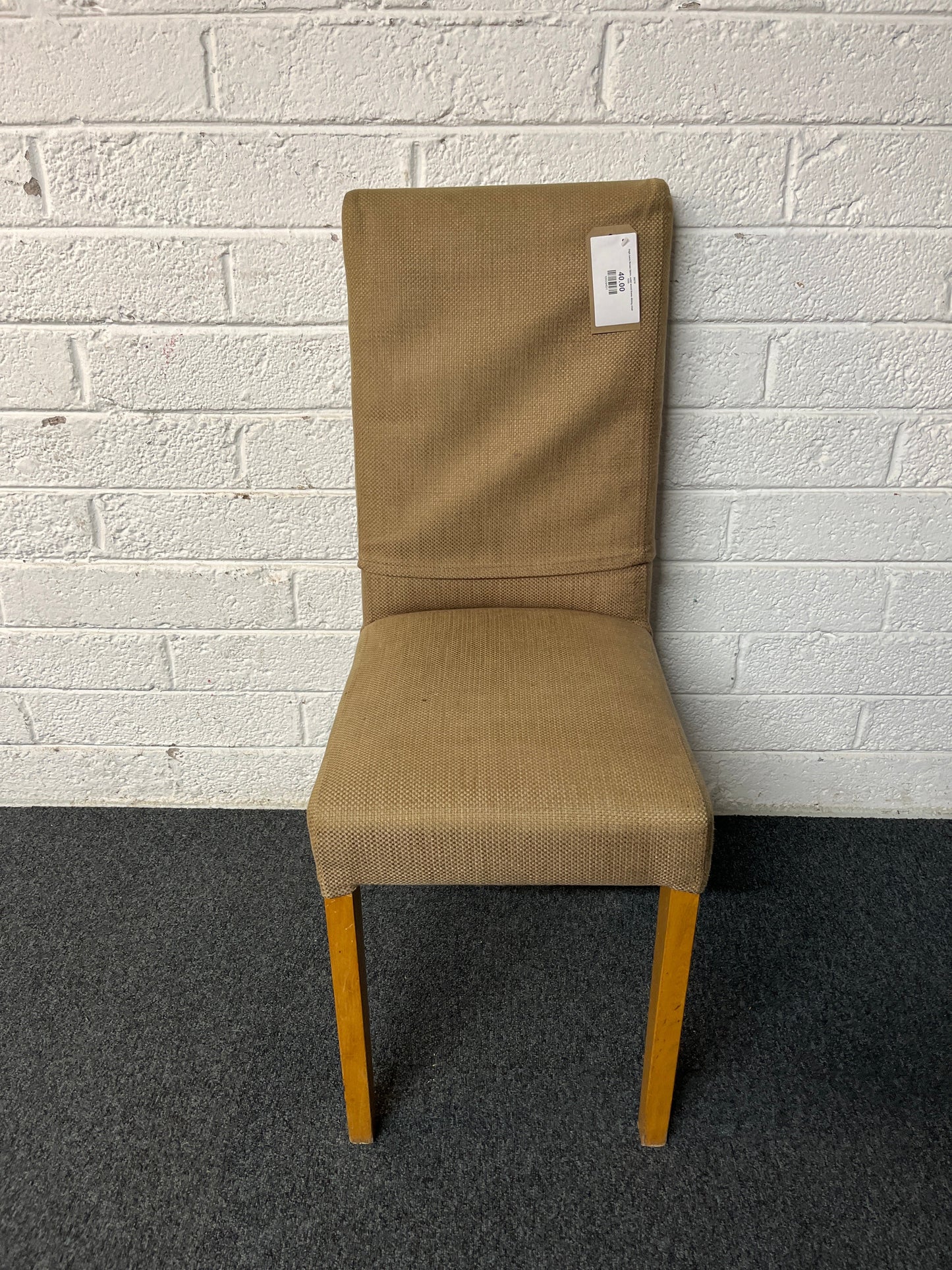High back Brown fabric, solid wood frame dining chair 1225
